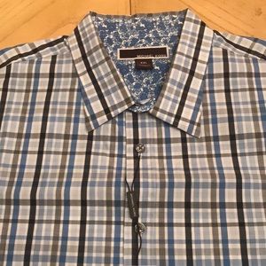 Michael Kors Men’s Casual Short Sleeve Shirt XXL Plaid Window Payne